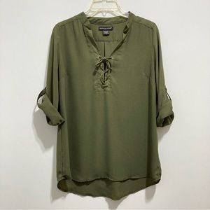 American Dream Women’s Adjustable Sleeves Olive Green Blouse